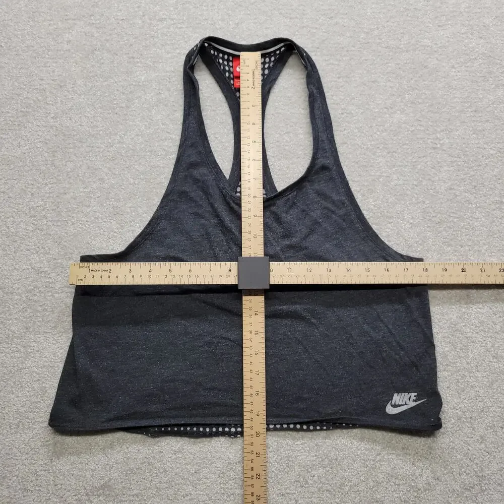 Nike Womens Small Y2K Racerback Crop Tank Top Gray Mesh Back Athletic Gym